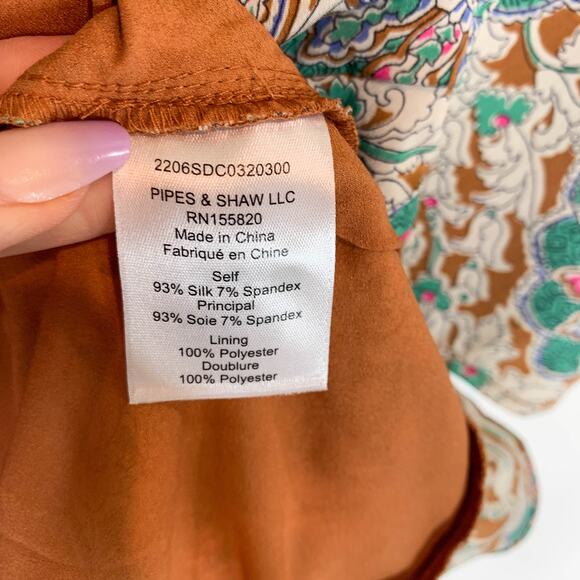 NWT VERONICA BEARD Lozano Floral Ruched Mini Dress Caramel Multi silk boho 3021 - Picture 8 of 14